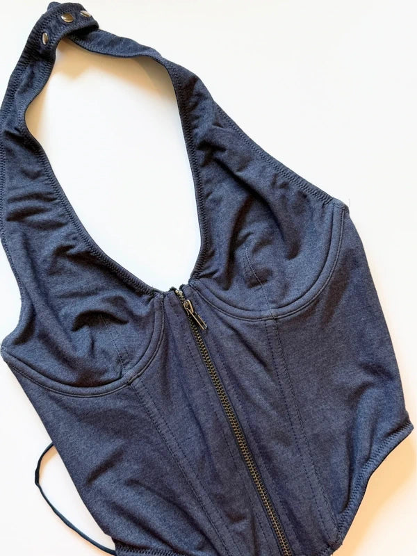 Denim Corset Halter Top