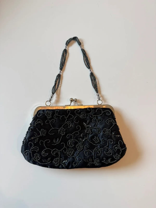 Vintage Black Beaded Mini Bag