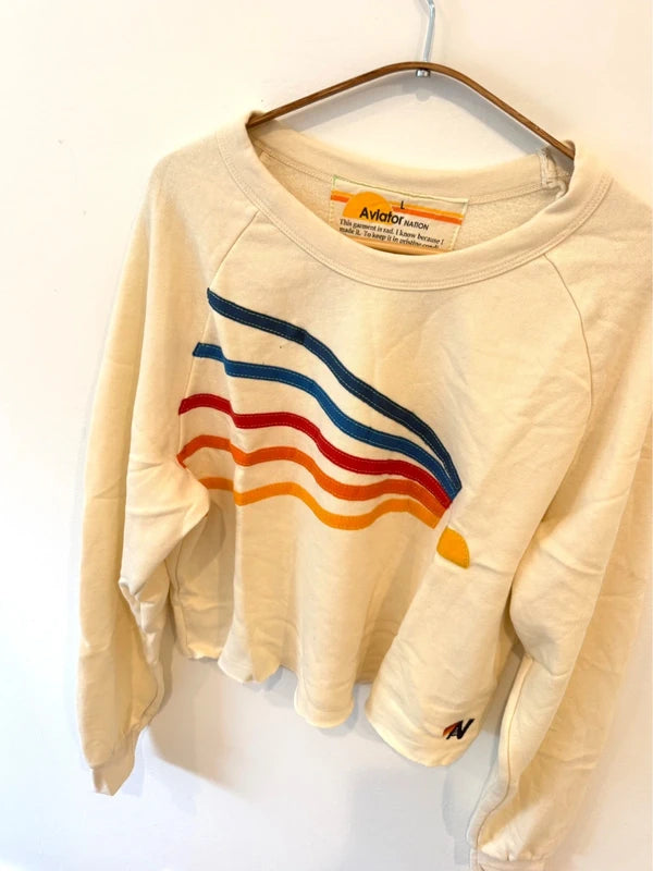 Aviator Nation Daydream Cropped Crew Sweatshirt Relaxed