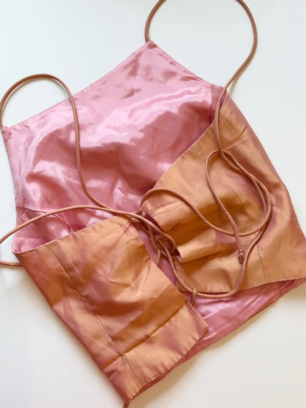Pink Iridescent Satin Tank Top