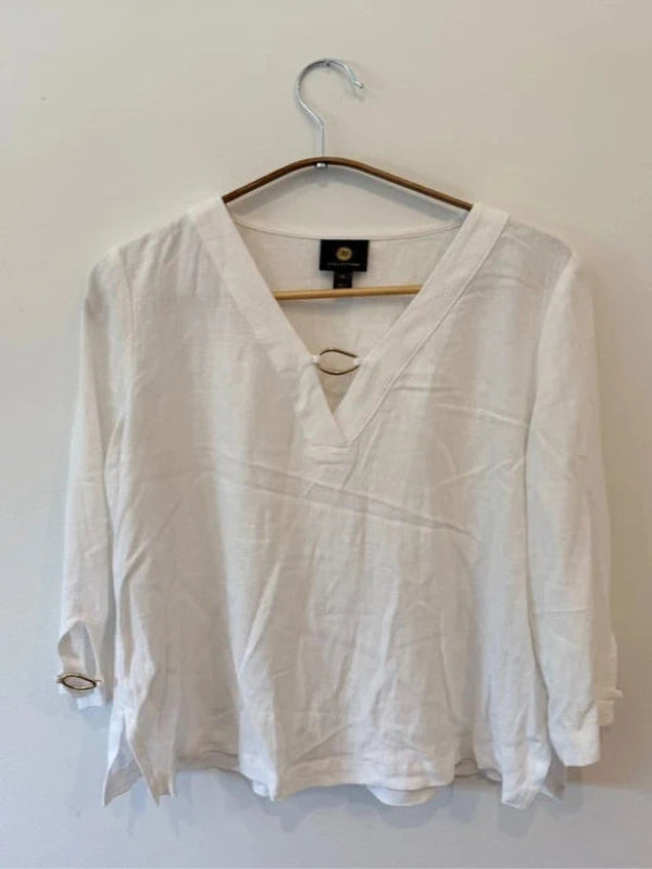 White Long Sleeve With Gold Accents