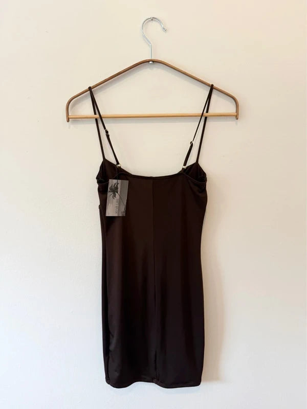 Brown Silk Mini Dress