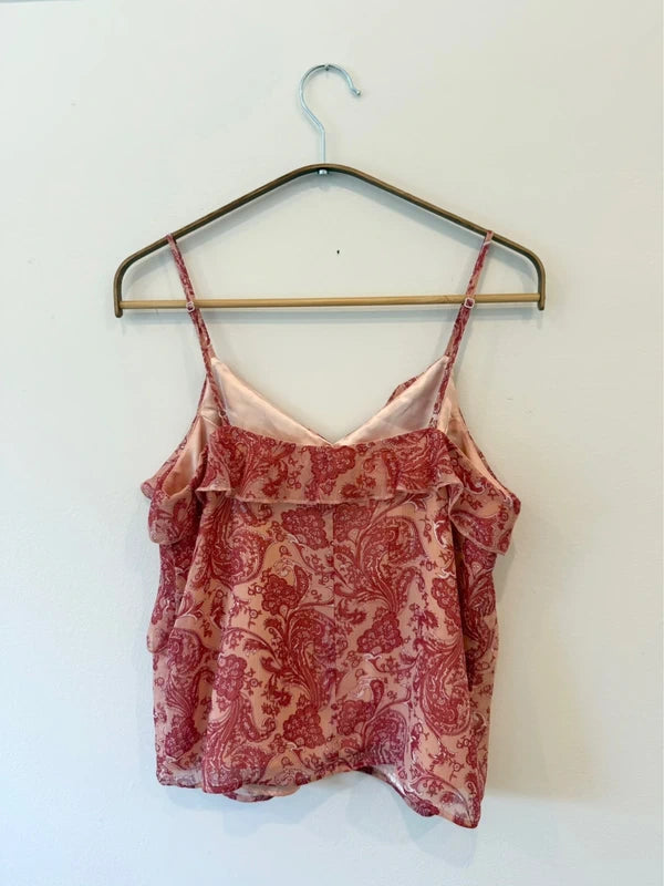 Express Paisley Ruffle Trim Cami