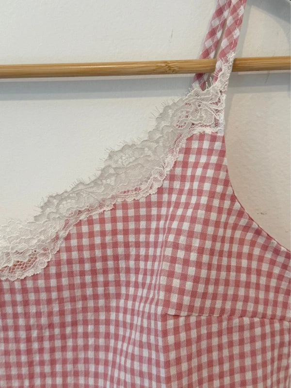 NWT Gingham Lace Tank