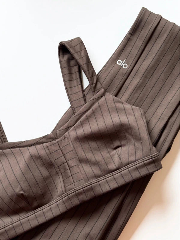 NWOT Alo Yoga Pinstripe Workout Set