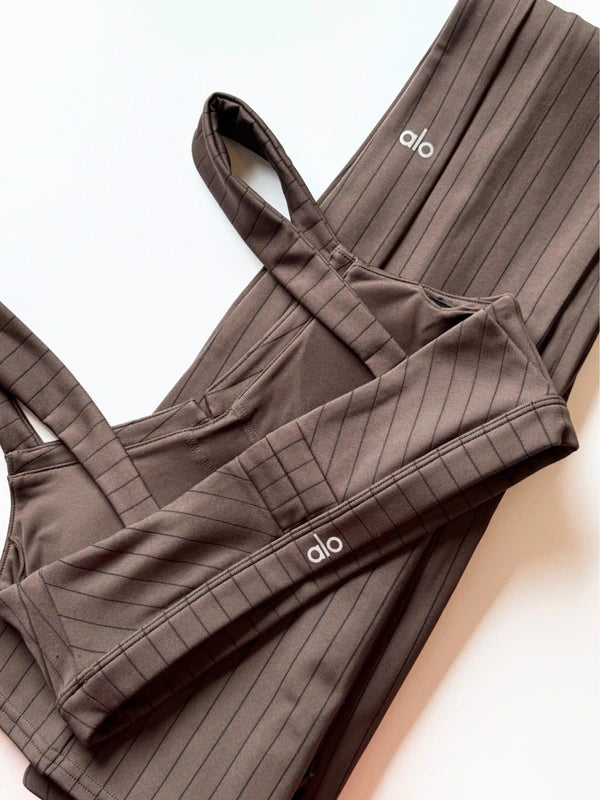 NWOT Alo Yoga Pinstripe Workout Set
