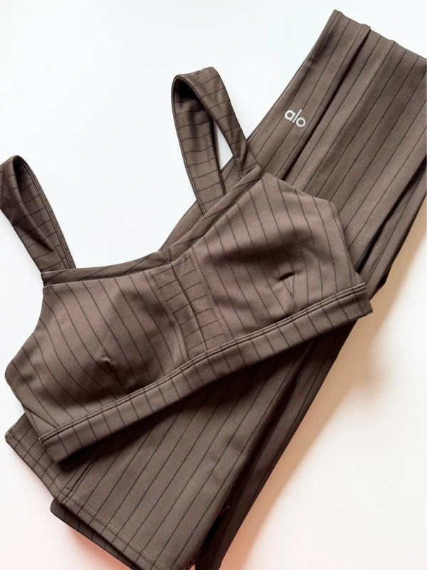 NWOT Alo Yoga Pinstripe Workout Set