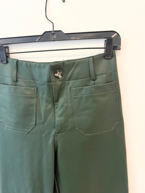 NWOT Maeve Colette Faux-Leather Cropped Wide-Leg Pants