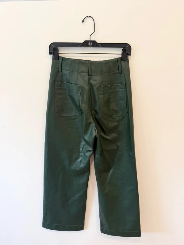 NWOT Maeve Colette Faux-Leather Cropped Wide-Leg Pants