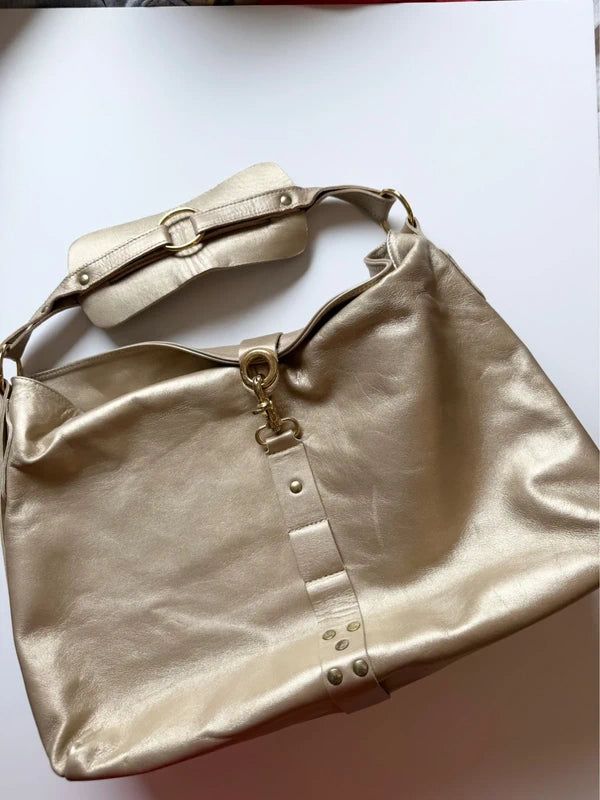 Vintage Gold Metallic Leather Medium Bag
