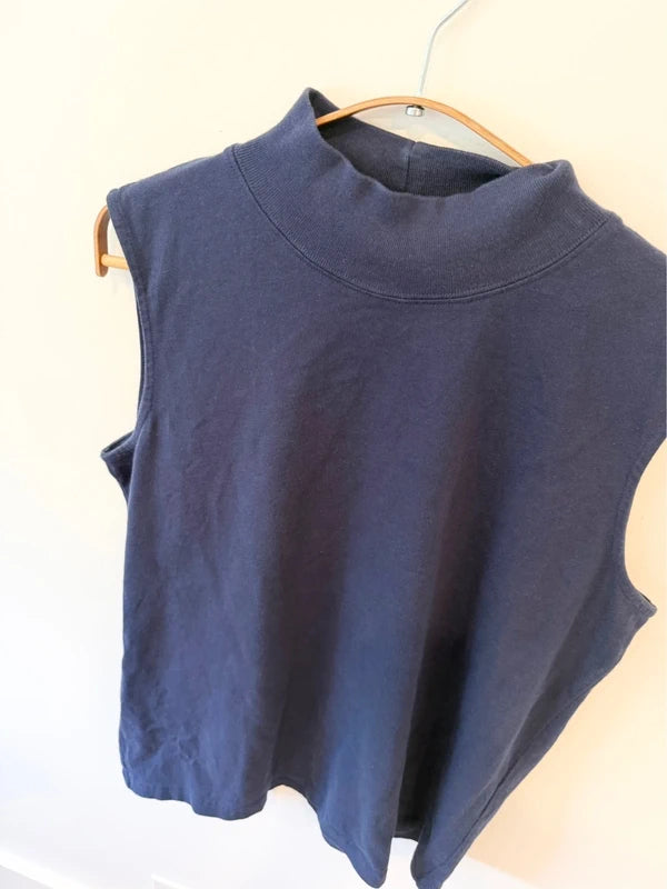 Navy Blue Mockneck Tank