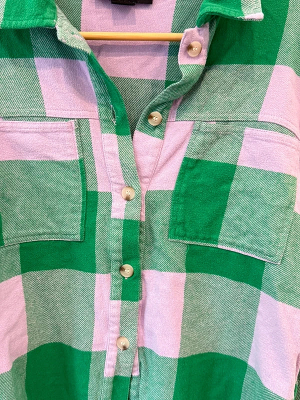 Sanctuary Cropped Plaid Button Down Flannel