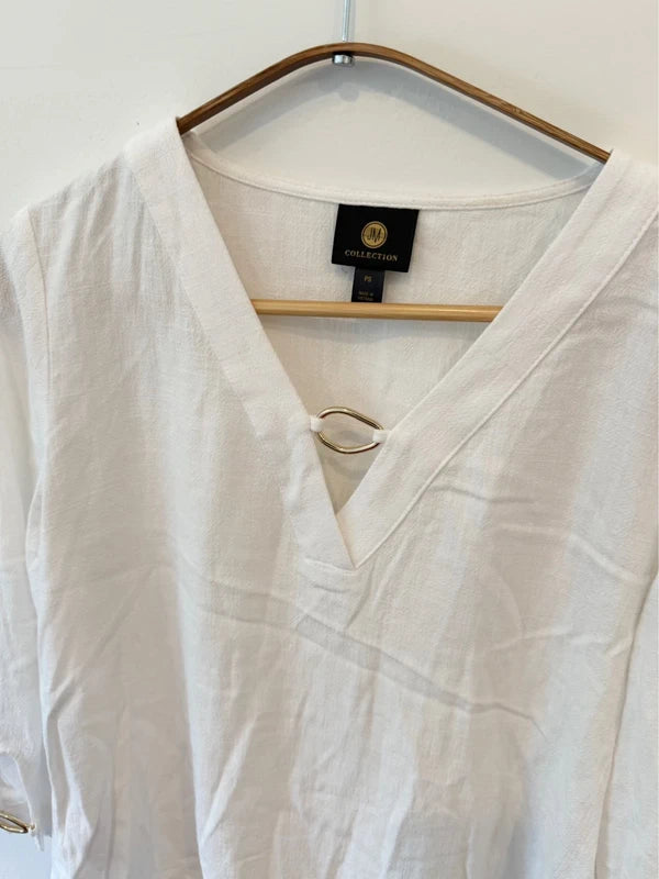White Long Sleeve With Gold Accents