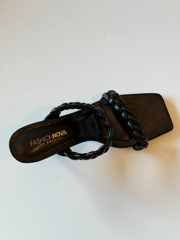 Fashion Nova Black Braided Heels