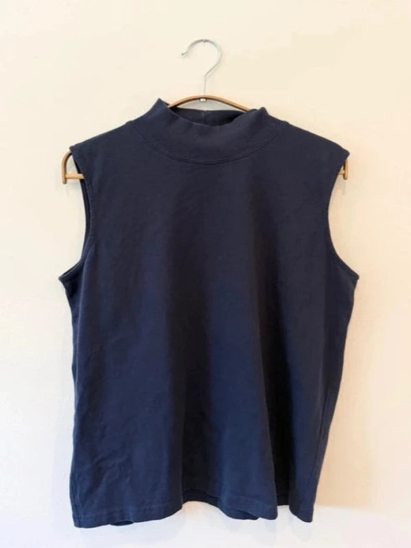 Navy Blue Mockneck Tank