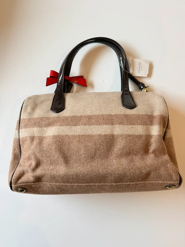 Coach Signature Stripe Wool Satchel Handbag