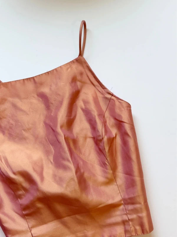 Pink Iridescent Satin Tank Top