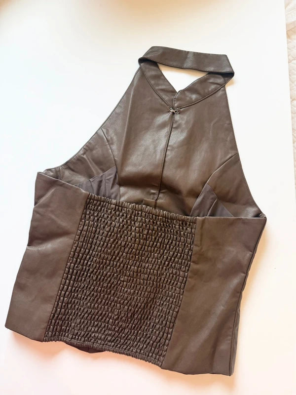 Cocoa Leather Top