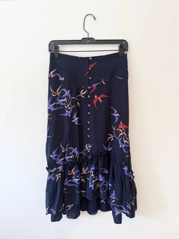 Anthropologie Maeve Merida Flounced Midi Skirt