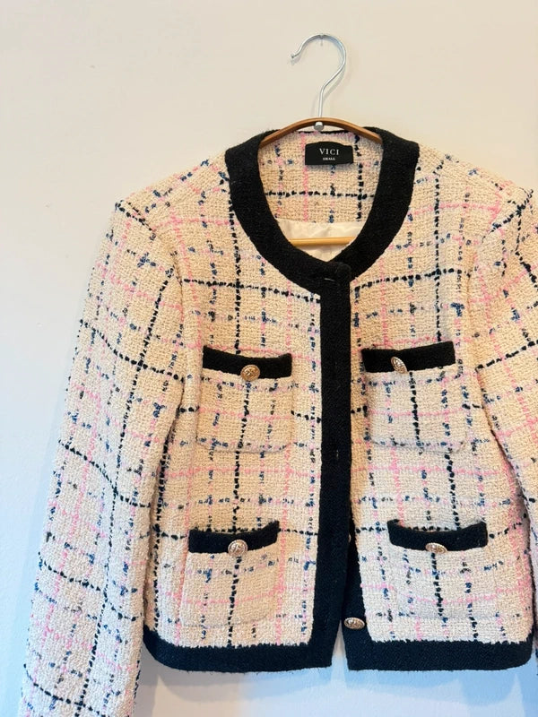 VICI Adriel Tweed Pocket Front Snap Jacket