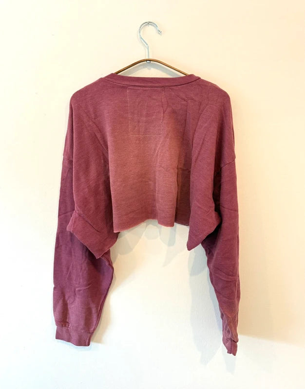 Aviator Nation Bolt Stitch Cropped Crew Sweatshirt Relaxed