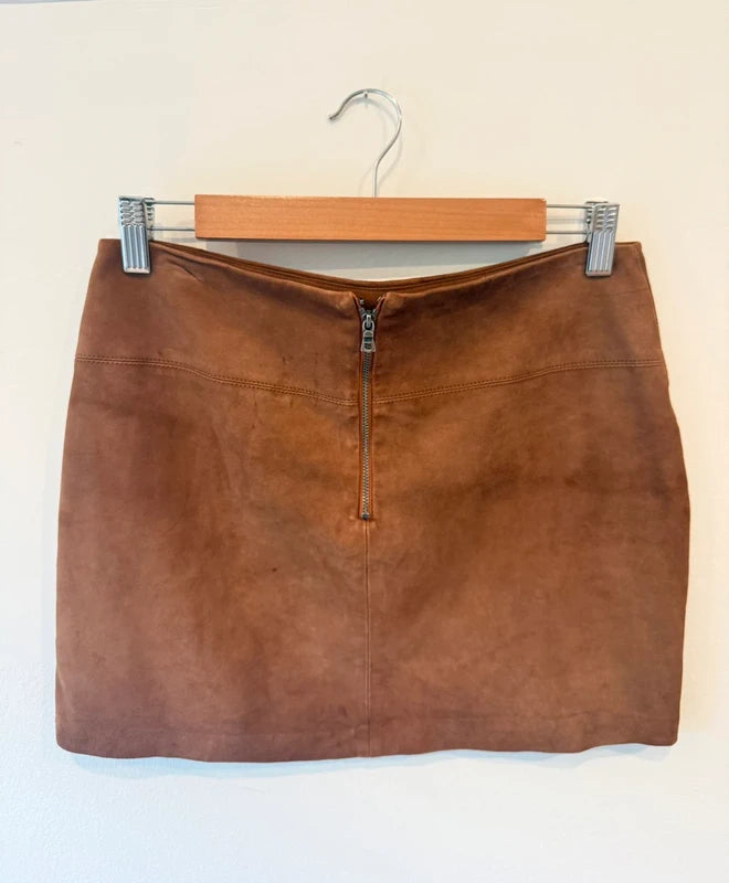 Alice & Olivia Brown Suede Mini Skirt