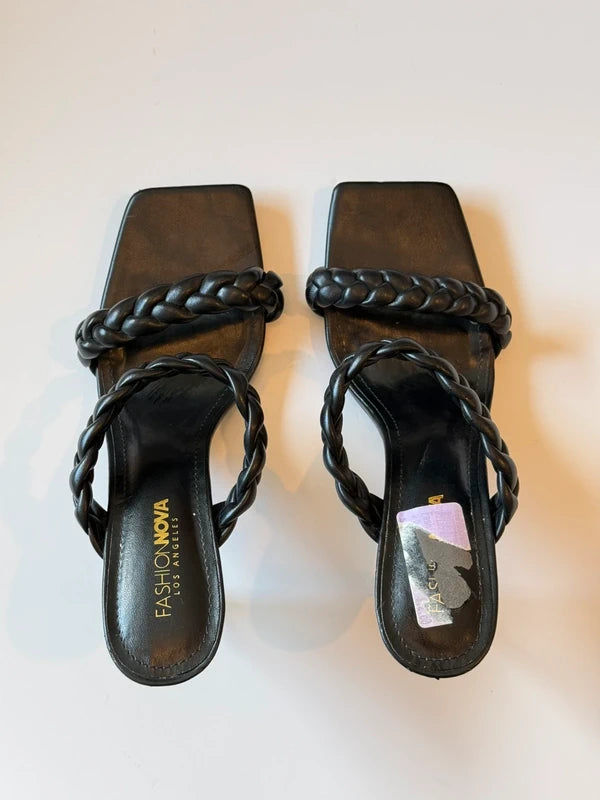Fashion Nova Black Braided Heels