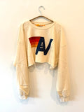 Aviator Nation Logo Cropped Crew Sweatshirt Relaxed