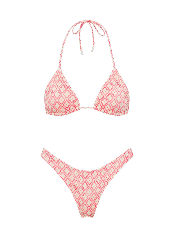 Vinca - Porte Pink Geometric Triangle Bikini Set
