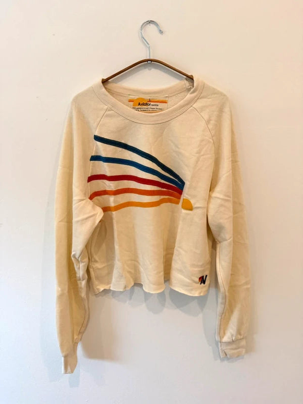 Aviator Nation Daydream Cropped Crew Sweatshirt Relaxed