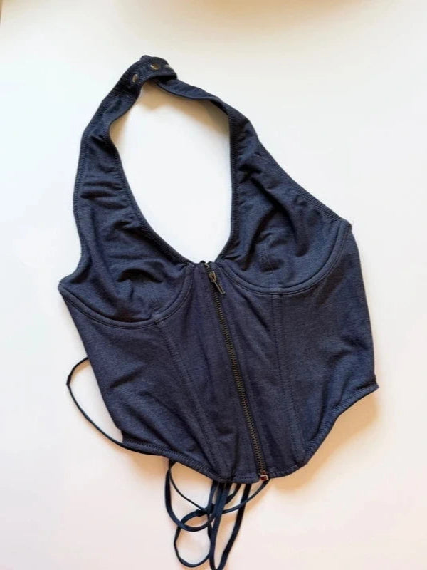 Denim Corset Halter Top