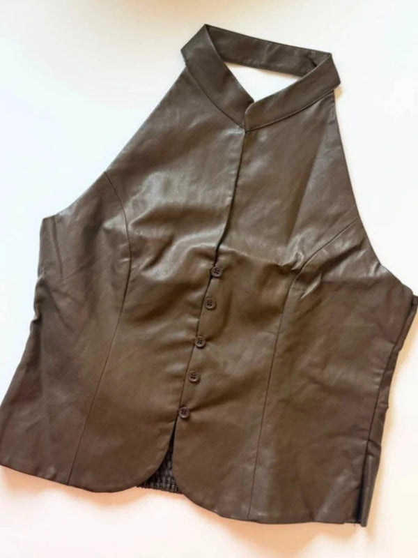 Cocoa Leather Top