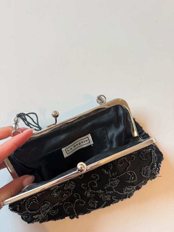 Vintage Black Beaded Mini Bag