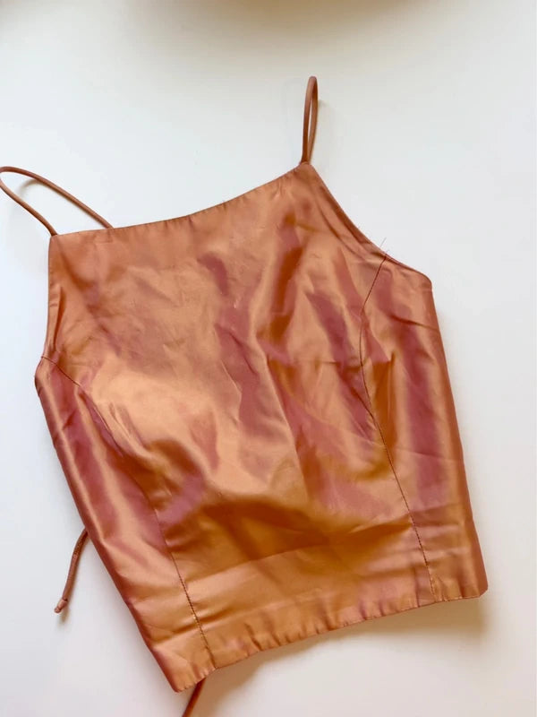 Pink Iridescent Satin Tank Top