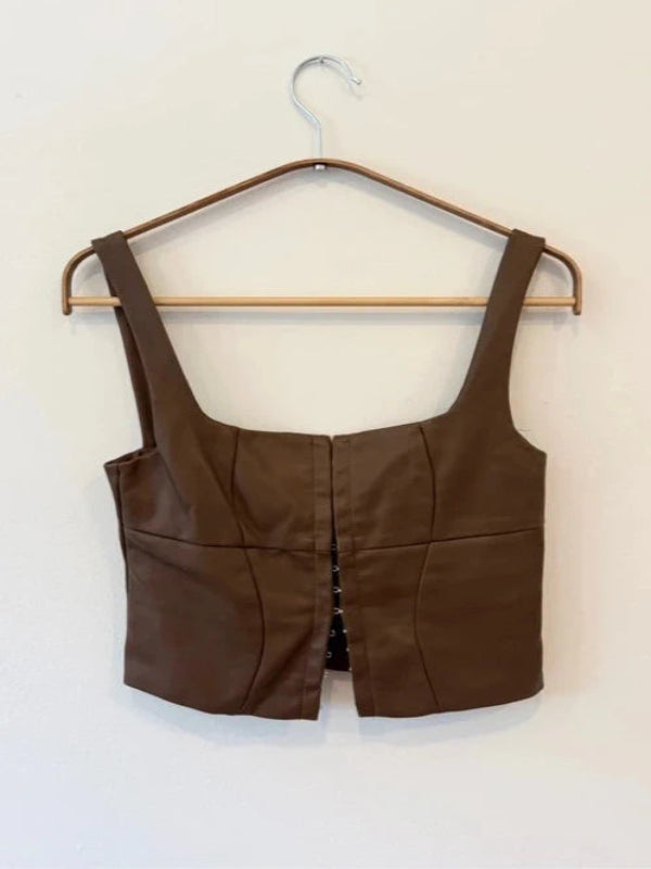 Brown Leather Edikted Top