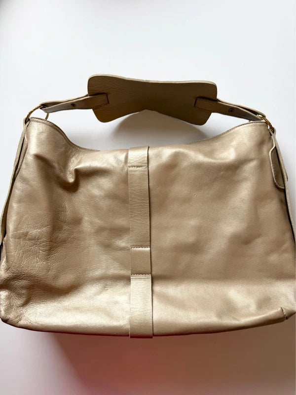 Vintage Gold Metallic Leather Medium Bag