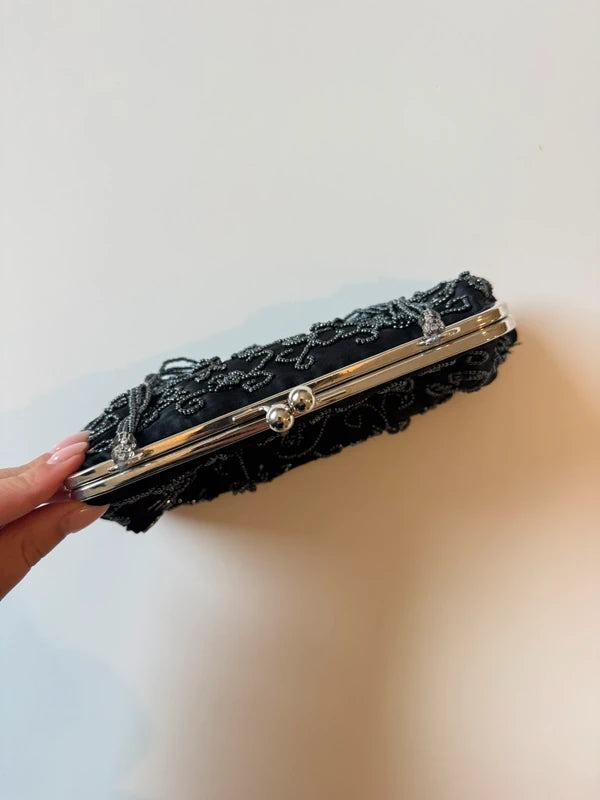 Vintage Black Beaded Mini Bag