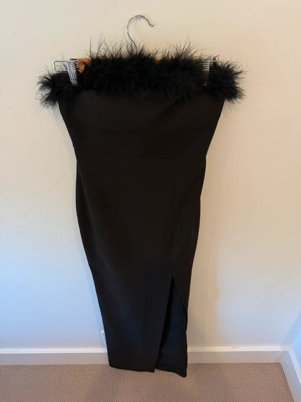 Likely Desi Feather Slit Midi Dress