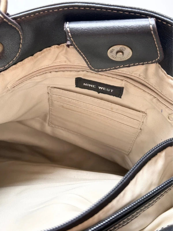 Vintage Nine West Black Shoulder Tote Bag