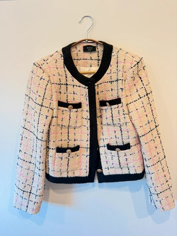 VICI Adriel Tweed Pocket Front Snap Jacket