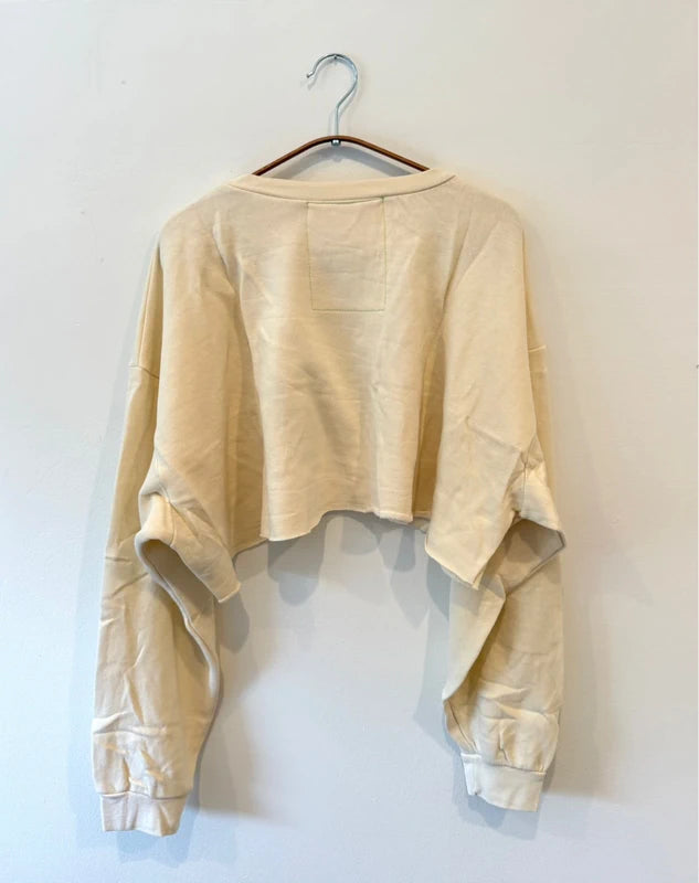 Aviator Nation Logo Cropped Crew Sweatshirt Relaxed