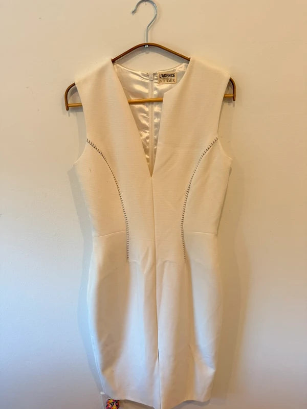 L’AGENCE Ivory Sleeveless Sheath Dress