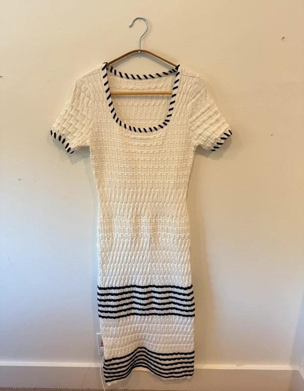 Commense Textured Knit Midi Dress