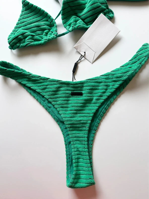 Vinca - Hube Green Terry Toweling Triangle Bikini Set