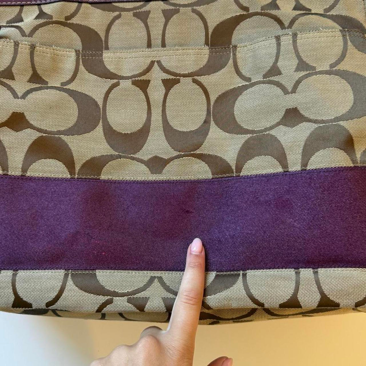 Coach Signature Signature Stripe Multifunction Tote in Plum/Lilac