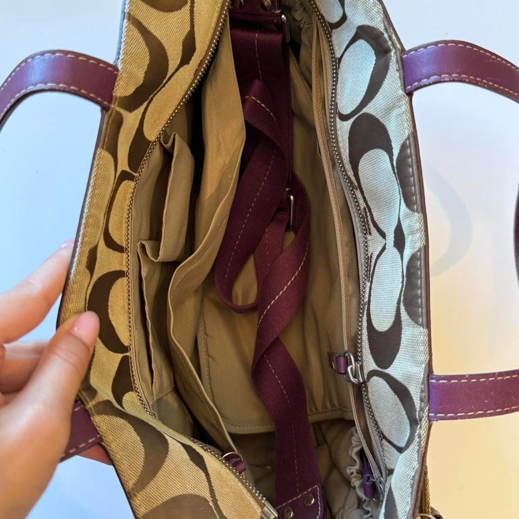 Coach Signature Signature Stripe Multifunction Tote in Plum/Lilac
