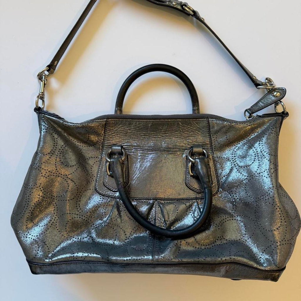 Coach Ashley Metallic Perforated OP Art Satchel