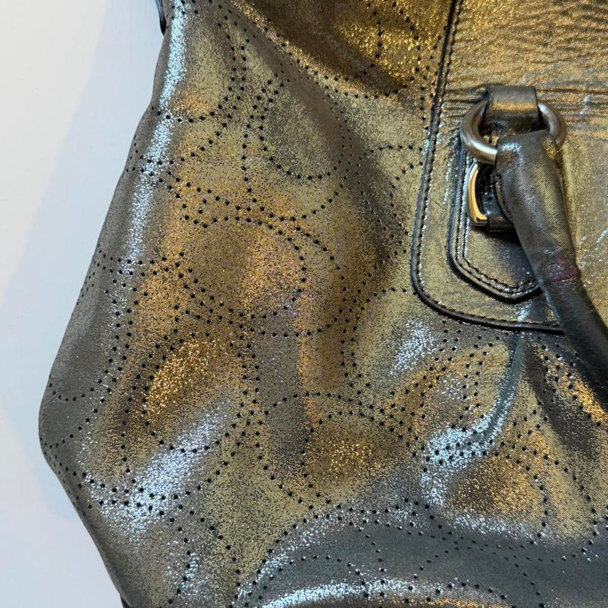 Coach Ashley Metallic Perforated OP Art Satchel