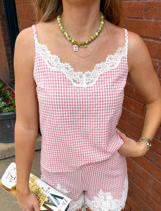 Blush Gingham Tank
