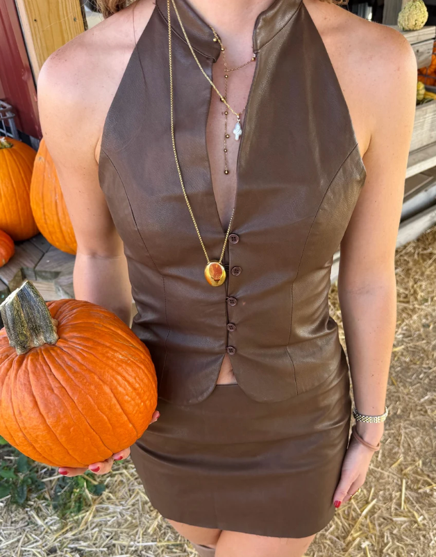 Cocoa Leather Top